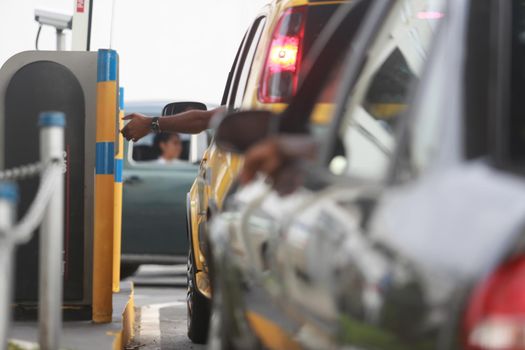 salvador, bahia / brazil - may 25, 2015: Shopping mall parking entrance in Salvador city.
