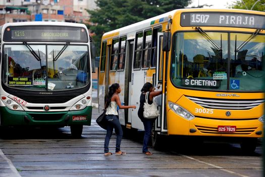 salvador, bahia / brazil - january 22, 2015: Passengers are seen by bus at Salvador's Lapa Station.