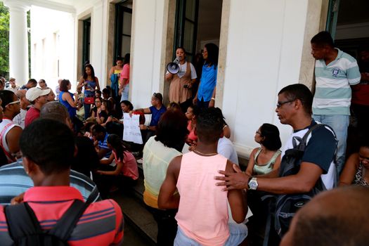 salvador, bahia / brazil - may 12, 2015: Demonstration of employees hired by the Federal University of Bahia - UFBA - in the Canela neighborhood in the city of Salvador.