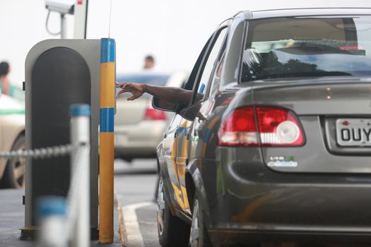 salvador, bahia / brazil - may 25, 2015: Shopping mall parking entrance in Salvador city.
