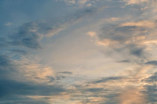 Atmosphere panorama Dramatic Sky Sunset Sunrise Dark orange rosy yellow blue pink cloud background.