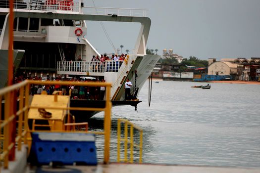 salvador, bahia / brazil - june 25, 2015: Ferry Boat Zombie of Palmares is seen at the Sao Joaquim terminal in Salvador.