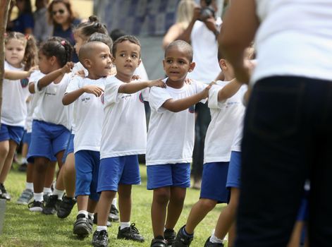 salvador, bahia, brazil - september10, 2015: Children from a public day care center are seen in a classroom in the city of Salvador.