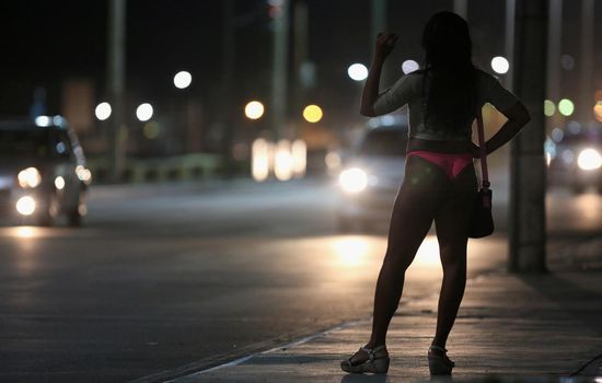 salvador, bahia, brazil - ctober 2, 2015: Transvestite is seen on the street working as a prostitute in the city of Salvador.