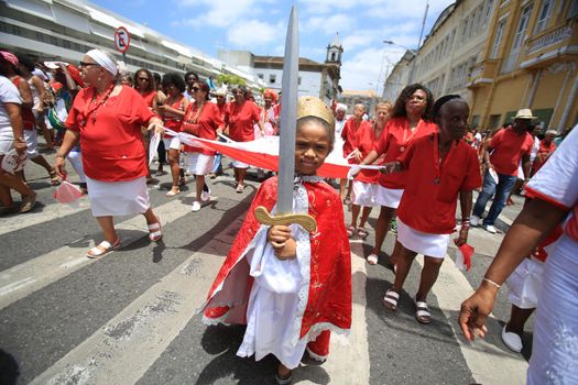 salvador, bahia, brazil - december 4, 2015: Santa Barbara devotees during Mass in Praised Santa at Largo do Pelourinho in Salvador city.