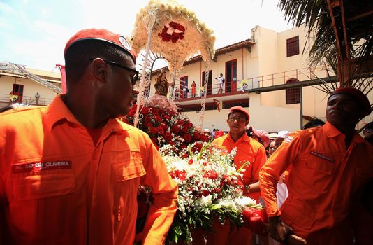 salvador, bahia / brazil - february 4, 2015: Catholics and Candomble supporters revere Santa Barbara - Iansa in syncretism - The party takes place at Largo do Pelourinho in Salvador.
