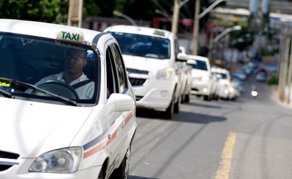 salvador, bahia / brazil - july 6, 2015: Taxi queue near the bus station of Salvador city.