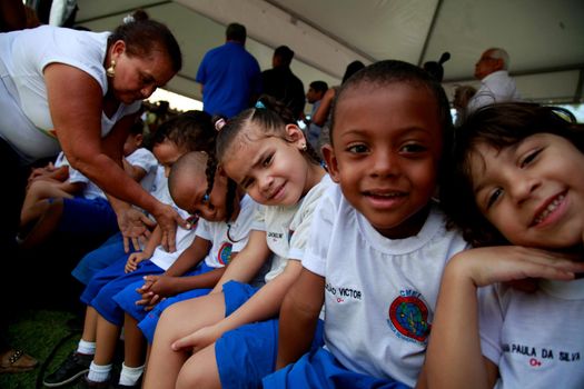 salvador, bahia, brazil - september10, 2015: Children from a public day care center are seen in a classroom in the city of Salvador.