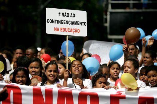 salvador, bahia / brazil - july 13, 2015: People are seen during Walk Against Criminal Age Reduction and in defense of the Child and Adolescent Statute.