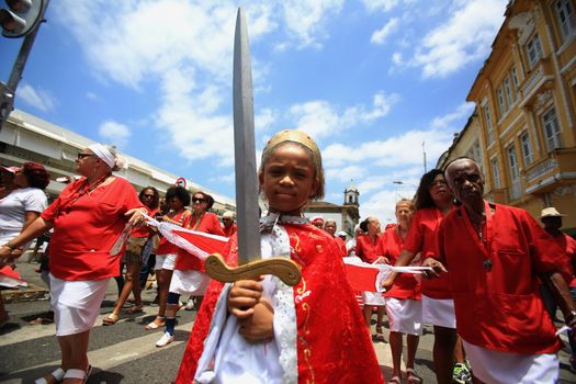 salvador, bahia / brazil - february 4, 2015: Catholics and Candomble supporters revere Santa Barbara - Iansa in syncretism - The party takes place at Largo do Pelourinho in Salvador.
