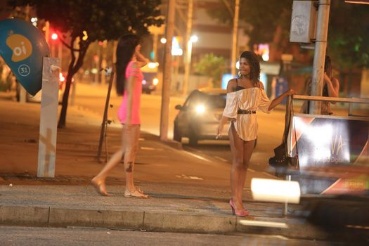 salvador, bahia, brazil - october 2, 2015: Trans woman working as a prostitute on a street in Salvador city.