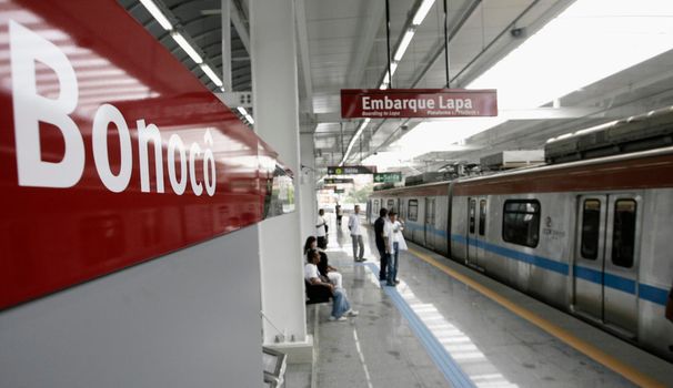salvador, bahia, brazil - november 3, 2011: Salvador city subway train at Bonoco Station