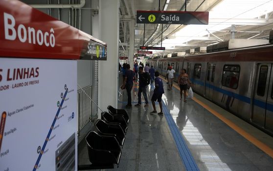 salvador, bahia, brazil - november 3, 2011: Salvador city subway train at Bonoco Station