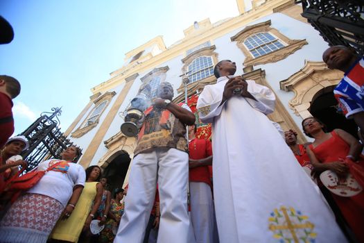 salvador, bahia / brazil - february 4, 2015: Catholics and Candomble supporters revere Santa Barbara - Iansa in syncretism - The party takes place at Largo do Pelourinho in Salvador.
