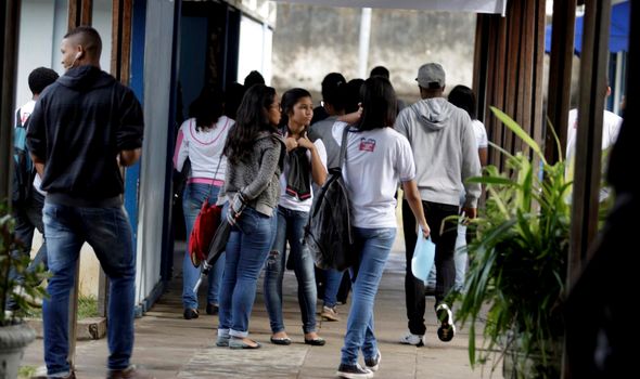 salvador, bahia / brazil - october 18, 2015: Public school students are seen at Romulo Almeida School, in the Imbui neighborhood of Salvador city.