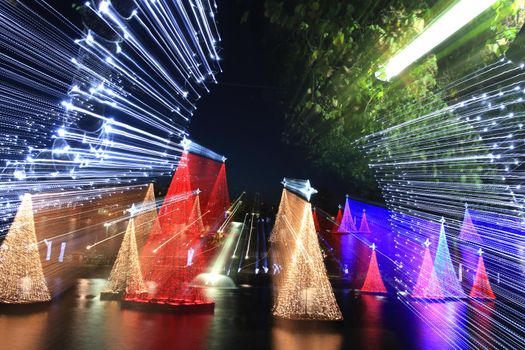 salvador, bahia / brazil - december 5, 2015: Christmas illumination is seen on the Itororo Dike in the city of Salvador.