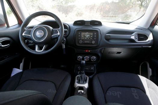 salvador, bahia / brazil - november 10, 2015: internal view of the controls of the Jeep Renegade Sport Diesel in the city of Salvador.
