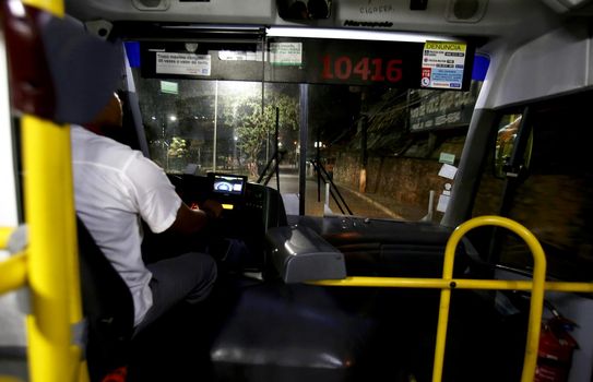 salvador, bahia / brazil - setembo 2, 2015: Public transport bus driver is seen at Lapa Station in Salvador.


