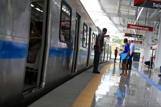 salvador, bahia, brazil - november 3, 2011: Salvador city subway train at Bonoco Station