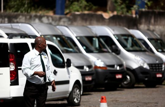 salvador, bahia / brazil - september 9, 2015: Vans used in tourist transport in the city of Salvador. The vehicles transport tourists to places of visitation in the city.