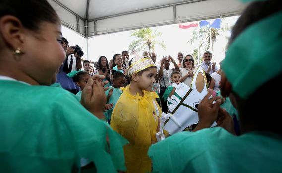 salvador, bahia, brazil - september10, 2015: Children from a public day care center are seen in a classroom in the city of Salvador.