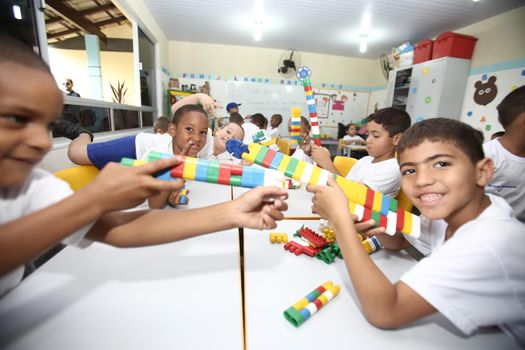 salvador, bahia / brazil - september 10, 2015: Students are seen at the Municipal School Professora Nossa Senhora das Graças, in the Bonfim neighborhood in the city of Salvador.