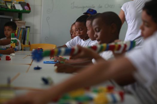 salvador, bahia / brazil - september 10, 2015: Students are seen at the Municipal School Professora Nossa Senhora das Graças, in the Bonfim neighborhood in the city of Salvador.