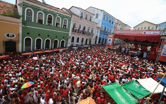 salvador, bahia / brazil - february 4, 2015: Catholics and Candomble supporters revere Santa Barbara - Iansa in syncretism - The party takes place at Largo do Pelourinho in Salvador.
