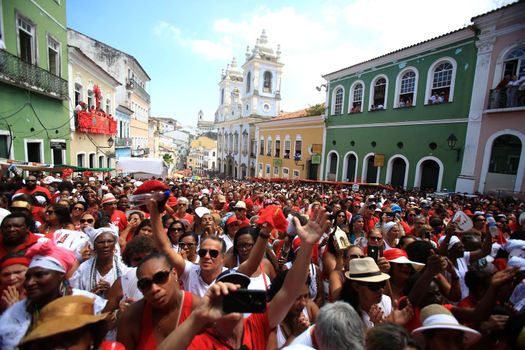 salvador, bahia / brazil - february 4, 2015: Catholics and Candomble supporters revere Santa Barbara - Iansa in syncretism - The party takes place at Largo do Pelourinho in Salvador.
