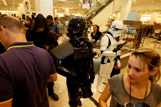 salvador, bahia, brazil - december 15, 2015: Star Wars fans celebrate their characters' fantasies during the release of episode VII - The Force Awakens in Salvador.