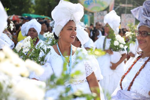 salvador, bahia, brazil - january 24, 2016: Members of the baianas cultural group are seen during a cultural event in the city of Salvador.