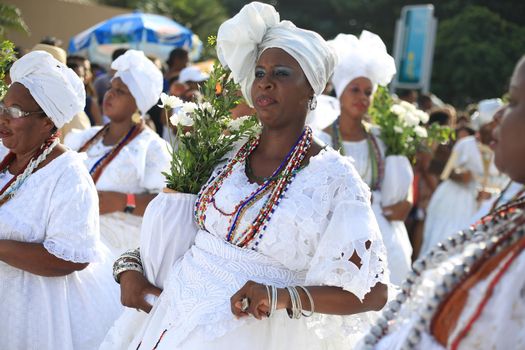 salvador, bahia, brazil - january 24, 2016: Members of the baianas cultural group are seen during a cultural event in the city of Salvador.