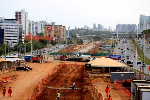 salvador, bahia / brazil - january 1, 2016: workers are seen working on the construction of Line 2 of the metro in the city of Salvador.