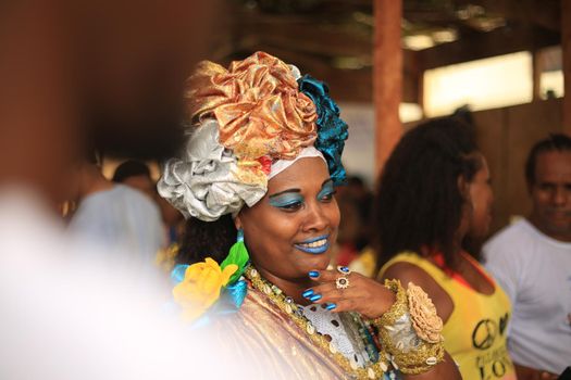 salvador, bahia, brazil - fevereiro 2, 2016: Candomble members and religion lovers participate in a party in honor of Orixa Yemanja on a beach in the city of Salvador.