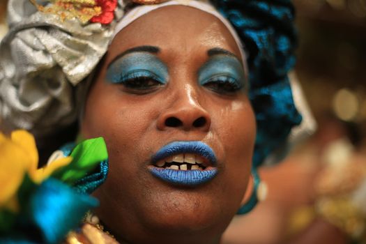salvador, bahia, brazil - fevereiro 2, 2016: Candomble members and religion lovers participate in a party in honor of Orixa Yemanja on a beach in the city of Salvador.