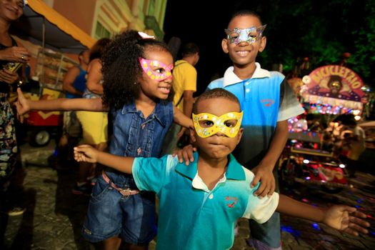salvador, bahia / brazil - february 4, 2016: children are seen at Circuito Batatinha - Pelourinho - during Carnival in the city of Salvador.

