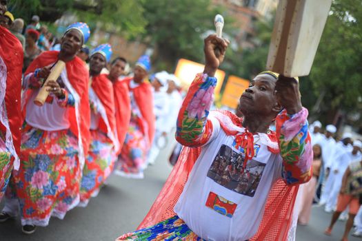 salvador, bahia / brazil - January 24, 2016: members of Congo, Reinado and Cheganca cultural group, seen during event at Tororo Dike in Salvador.