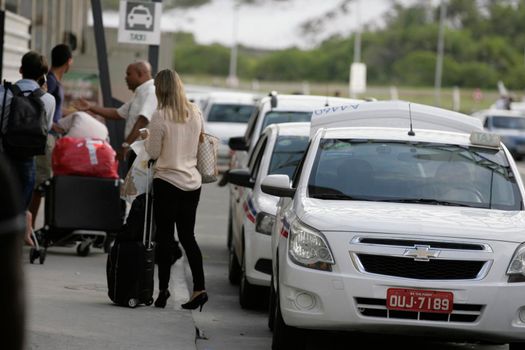 salvador, bahia / brazil - february 3, 2016: Taxi queue at the Arrivals of Salvador City Airport.