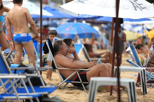 salvador, bahia / brazil - february 21, 2016: People are seen at the Porto da Barra beach in Salvador.