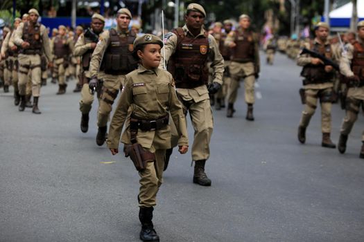 salvador, bahia / brazil - september 7, 2016: Military policemen from Bahia are seen during Civic-Military Parade on the date of Brazil's Independence.