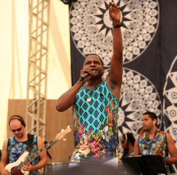 salvador, bahia / brazil - august 7, 2016: Tatau, vocalist of the band Araketu is seen during presentation at Parque da Cidade in Salvador.