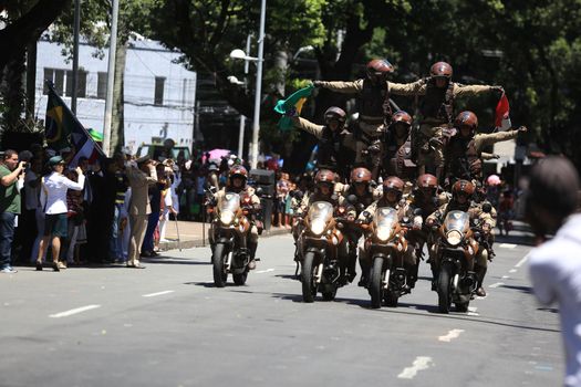 salvador, bahia, brazil - september 7, 2016: members of the Bahia Military Police during a parade celebrating the independence of Brazil in the city of Salvador.