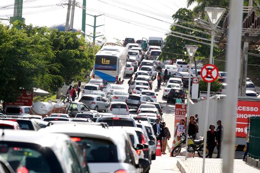 salvador, bahia / brazil - may 20, 2016: vehicles are seen in traffic congestion on Avenida Paralela in the city of Salvador.