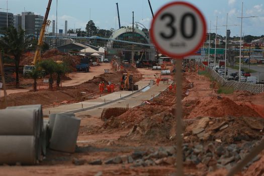 salvador, bahia / brazil - september 21, 2016: View of Paralela region during construction work of Salvador Metro Line 2.