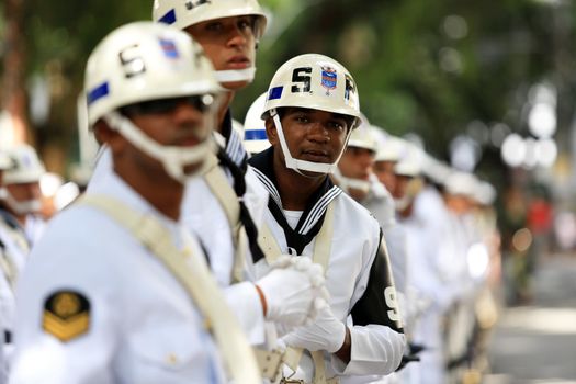 salvador, bahia / brazil - september 7, 2016: Brazilian Navy military are seen during Civic-Military Parade on Brazil Independence Date.