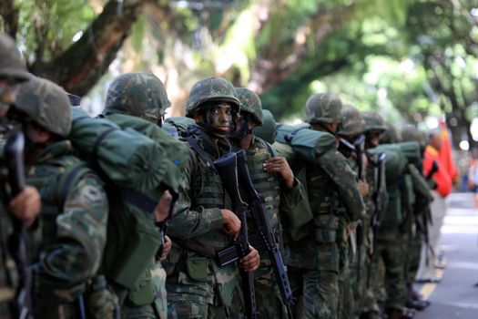 salvador, bahia / brazil - september 7, 2016: Army soldiers are seen during Civic-Military Parade on Brazil Independence Date.
