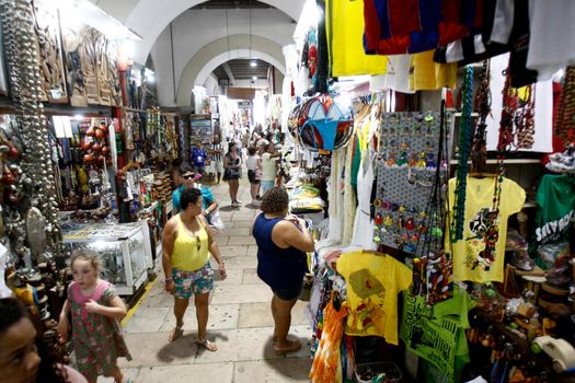 salvador, bahia, brazil - september 20, 2016: souvenir shops at Mercado Modelo in the city of Salvador.