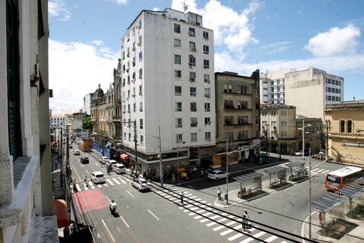 salvador, bahia / brazil - september 9, 2016: View of commercial buildings on Chile Street, Historic Center of the city of Salvador.


