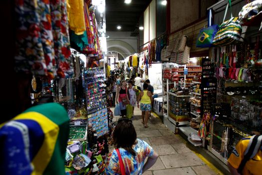 salvador, bahia, brazil - september 20, 2016: souvenir shops at Mercado Modelo in the city of Salvador.