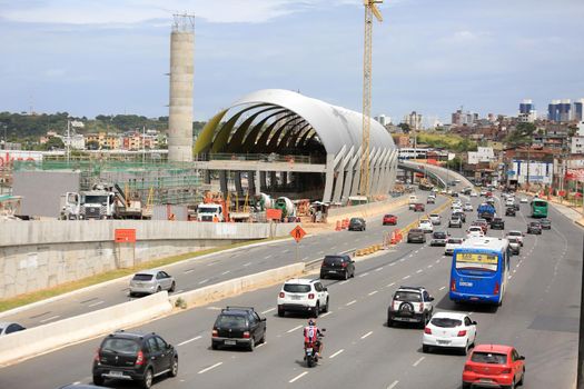 salvador, bahia, brazil - september 17, 2016: construction of Line 2 of the subway in the city of Salvador in the Paralela region, close to the Pernambues neighborhood.